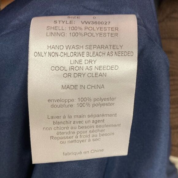 WHITE by Vera‎ Wang strapless navy chiffon greco inspired bridesmaid dress - Picture 7 of 10